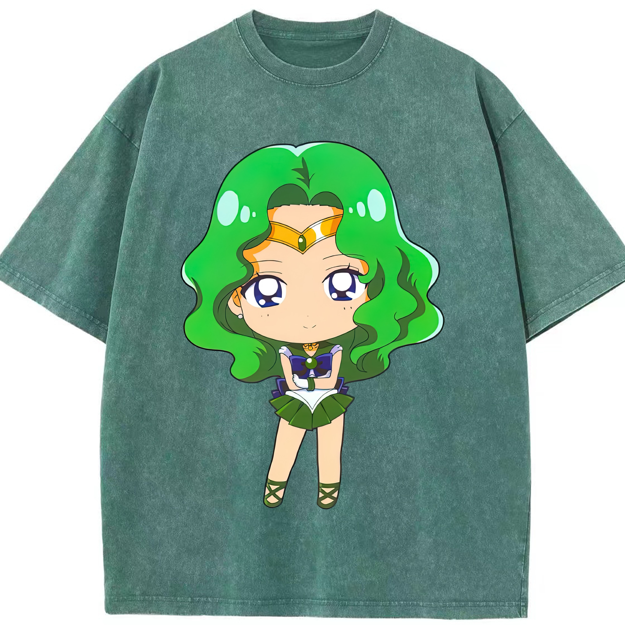 （画像用） 美少女戦士セーラームーン 海王 みちる（かいおう みちる） Sailor Moon Kaiou Michiru 綿100% ヴィンテージ風 半袖Tシャツ（フロントプリント）